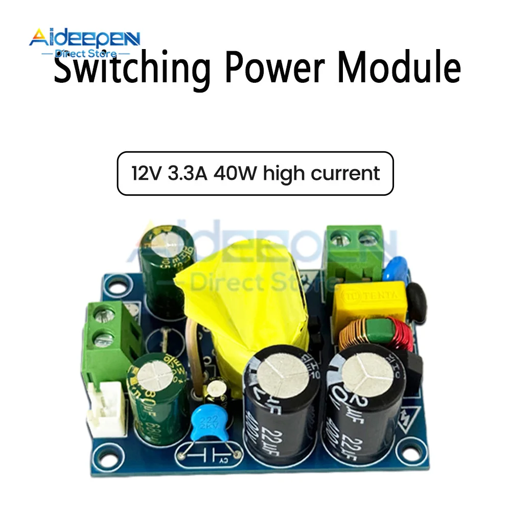 AC 90-250V to 12V 3.3A 40W Low Ripple Switching Power Supply Module AC-DC Switch Overcurrent Short Circuit Protection