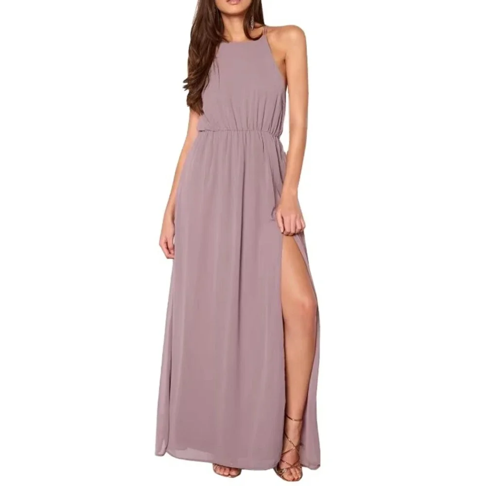 

Elegant High Slit Backless Prom Dresses Off-shoulder Sleeveless Dress Exquisite High Quality Party Gowns for Women Customized