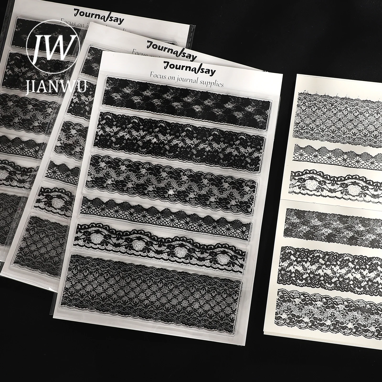JIANWU Vintage Lace Landscape Material Collage Transparent Silicone  Stamp Creative DIY Journal Student Supplies Stationery
