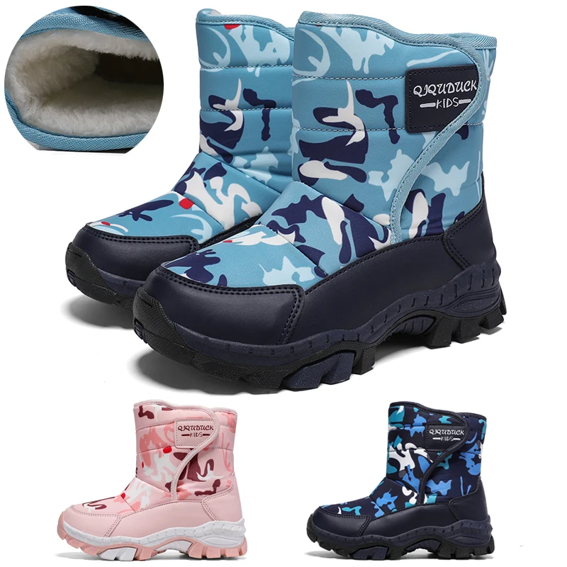 

Зимние детские теплые зимние ботинки для мальчиков, нескользящие удобные зимние ботинки на меху для девочек, детские уличные плюшевые ботильоны, хлопковые ботинки, новинка