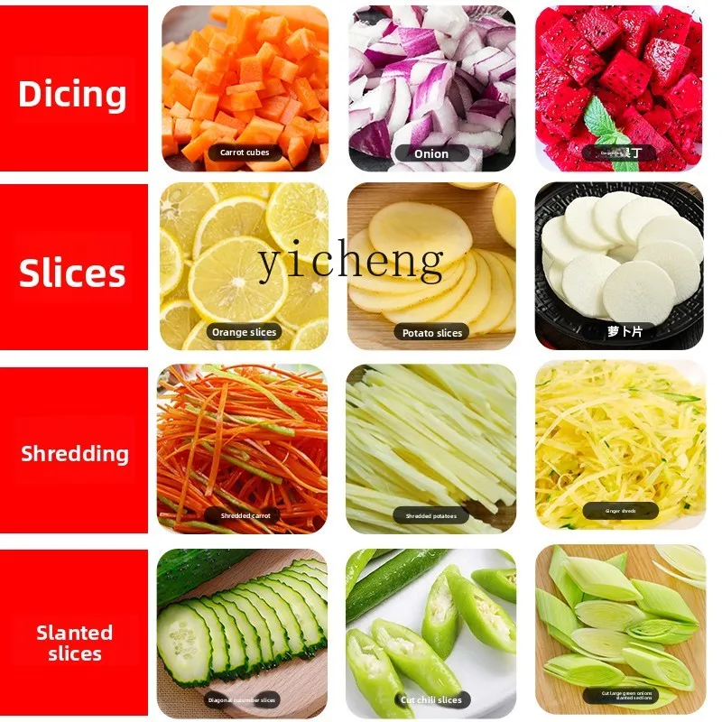 TQH Tagliatrice di verdure multifunzionale Affettatrice automatica elettrica commerciale per patate di ravanello, frutta, affettatrice