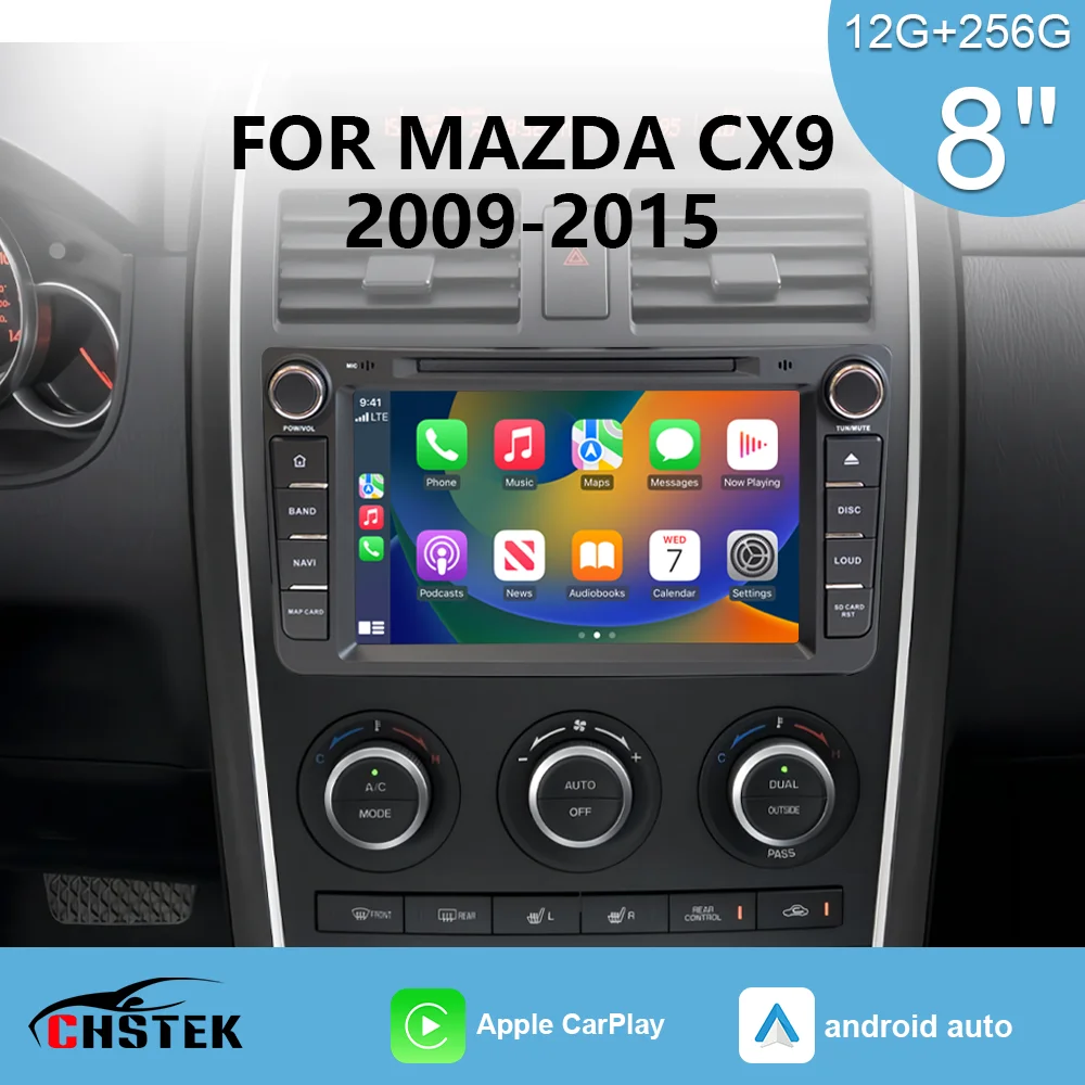 

CHSTEK Android 13 Car Radio for Mazda CX9 CX-9 TB 2006-2016 Wireless CarPlay GPS Navigation Bluetooth WiFi 4G RDS Video Player
