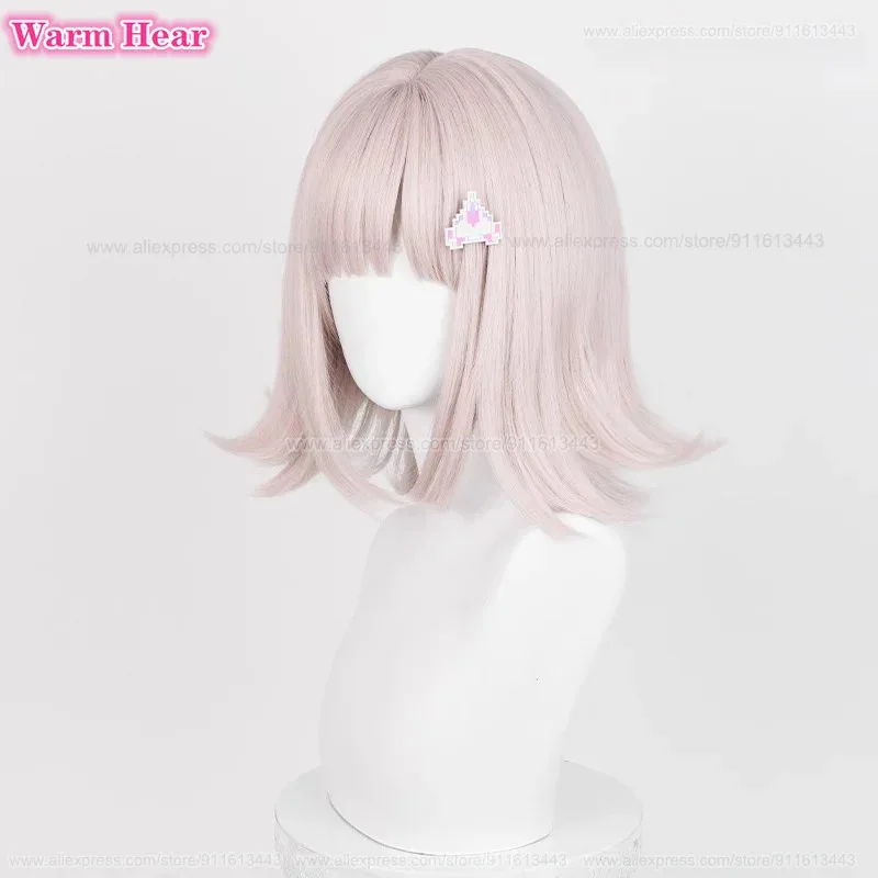 أنيمي نانامي شياكي الاصطناعية قصيرة 34 سنتيمتر رمادي وردي تأثيري مع دبوس الشعر مقاومة للحرارة الشعر هالوين حزب الباروكات VBN ؛,.79OG; ك