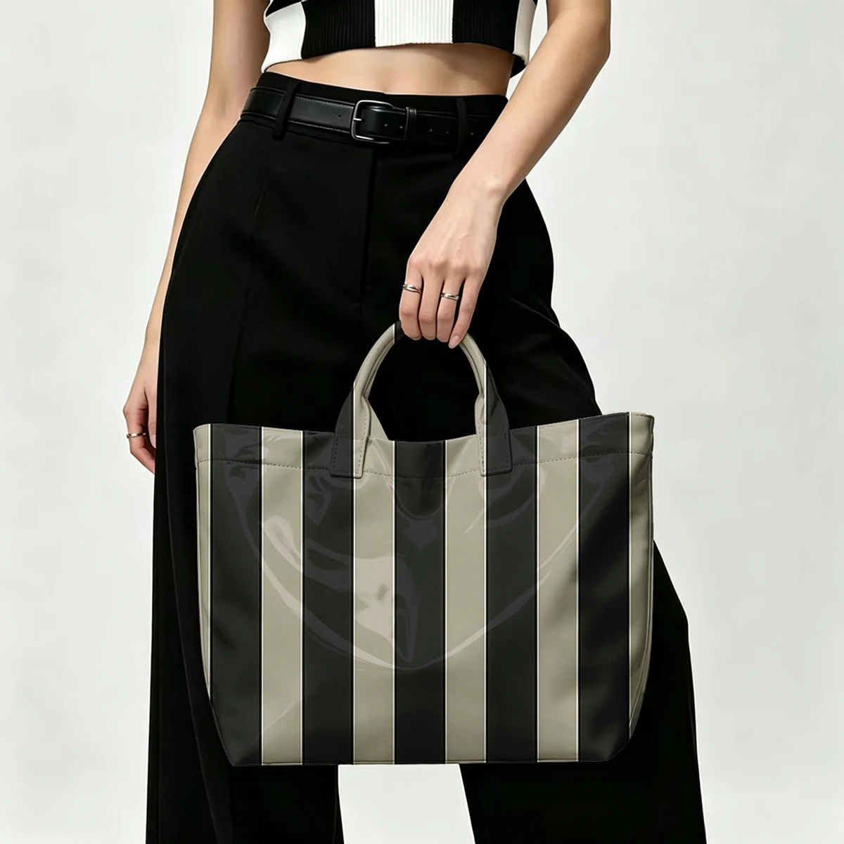 Prophecy stripes PVC Tote Bag Waterproof Transparent Jelly Bag Beach Bag Tote Pouch Bow Handbags Storage Bag