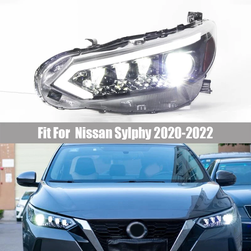 

Фара в сборе подходит для Nissan Sylphy 2020 2021 2022 Модифицированная Светодиодная звезда Бриллиантовая дневная ходовая лампа лазерный стреймер синий