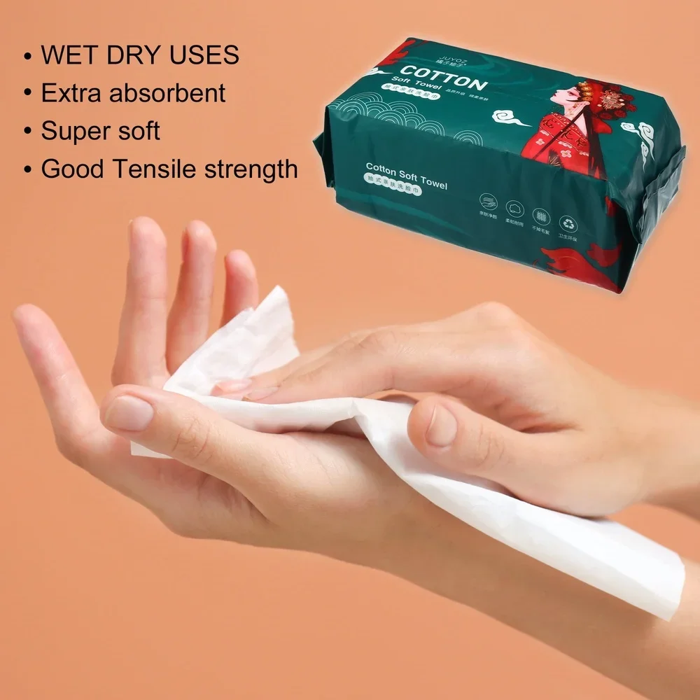 Toallas faciales desechables, pañuelos faciales de algodón suave, toallitas de secado multiusos, desmaquillante, tejido de limpieza Ultra suave, 60 uds.