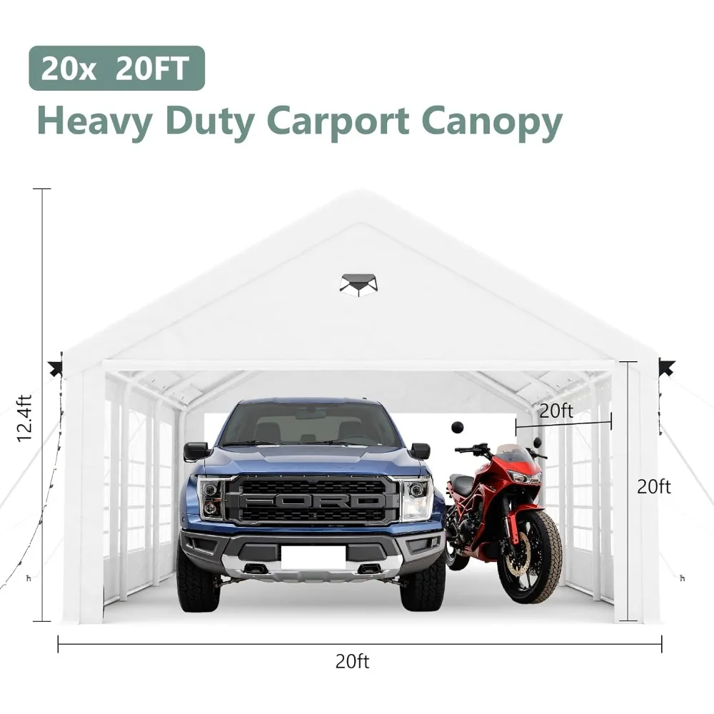 Carports Heavy Duty, Car Ports with 180G Removable Side Walls, Carport Canopy, Car Shelter All Weather, Portable CarPort Garage