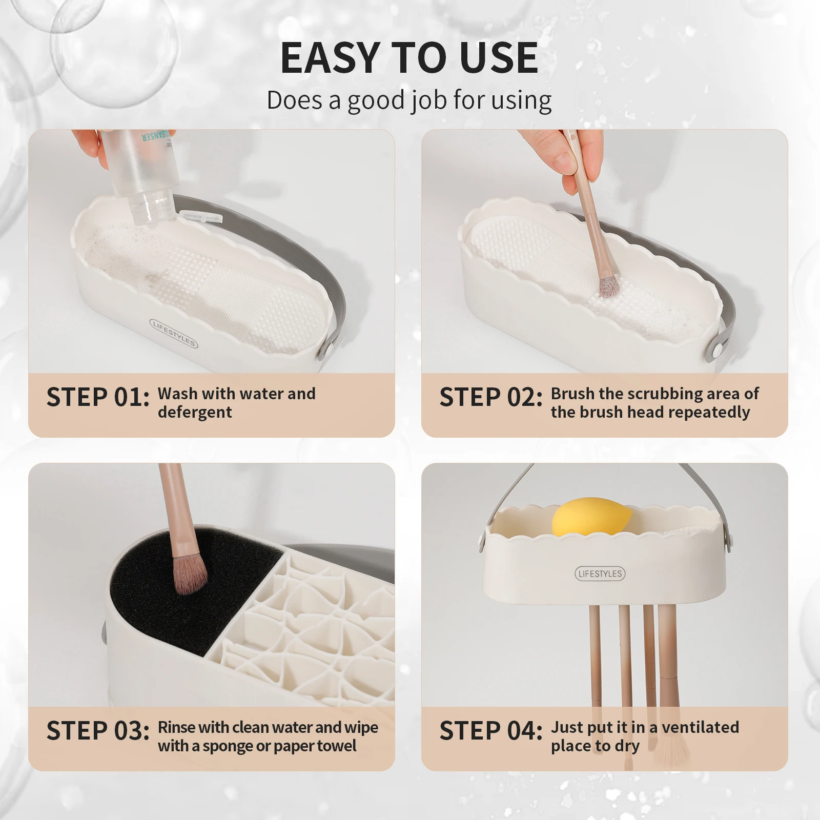 DUcare-brocha de maquillaje de silicona 4 en 1, esponja limpiadora de belleza, almohadilla de secado, licuadora, esponja de lavado, depurador para herramientas de maquillaje