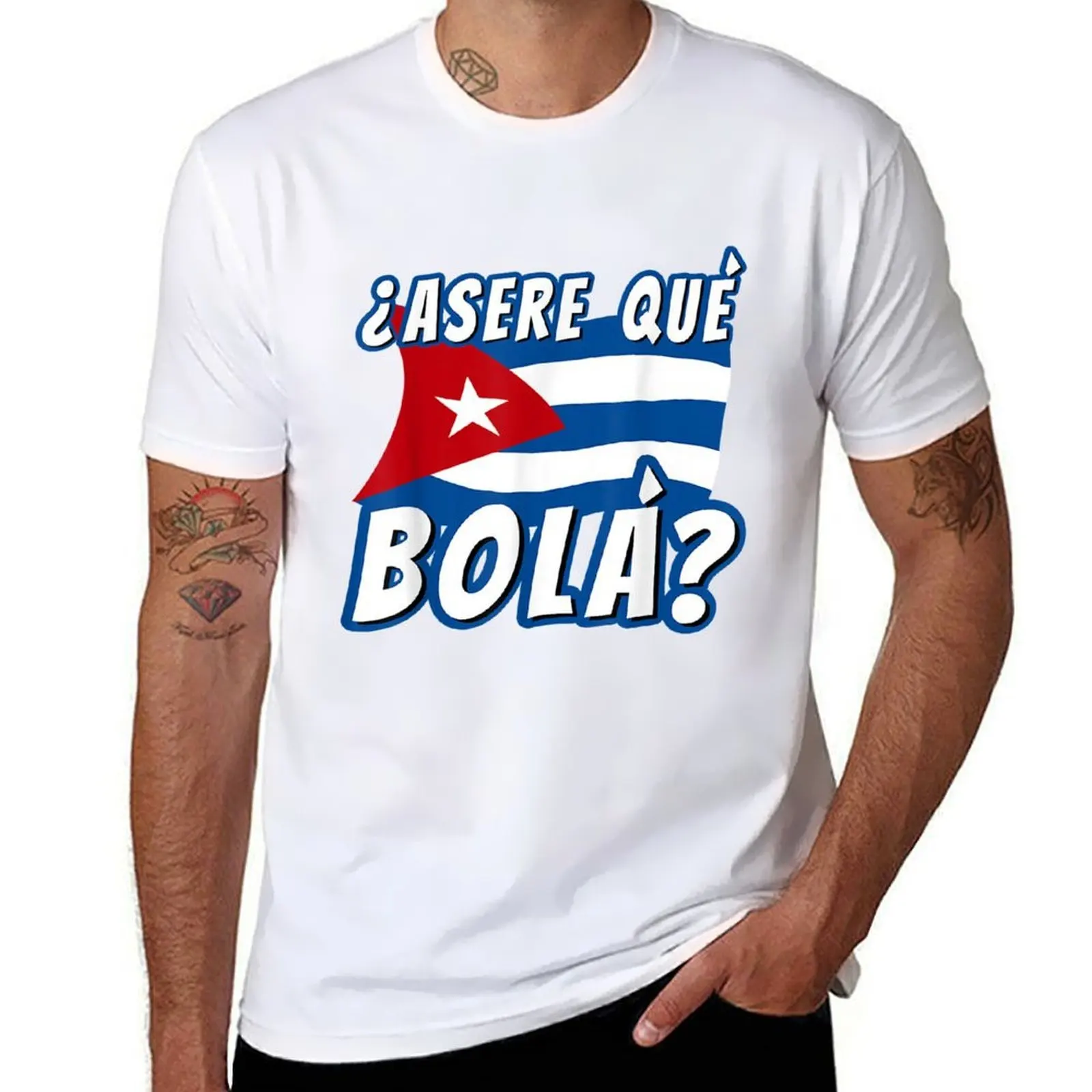 

Gift Idea Funny Cuban Saying Havana Cuba Flag Asere Que Bola T-Shirt funny t shirts dark humor t shirt man plain T-Shirt