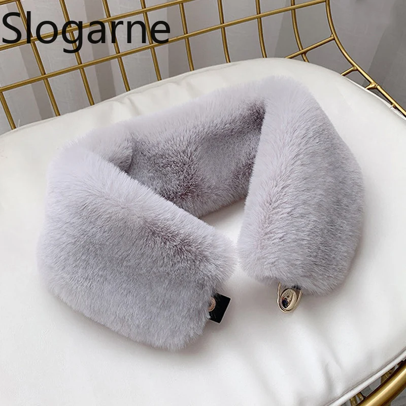 2025 New Winter Faux Fox Fur Collar Shawl Thick Warm Neck Protection Coat Hood Decor Push Fur Scarf Neckerchief Jacket Collar