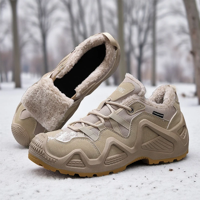 

Winter Plush Outdoor Mens Combat Tactical Desert Boots Waterproof Sports Shoes Male Field Hunting Hiking Climbing Training