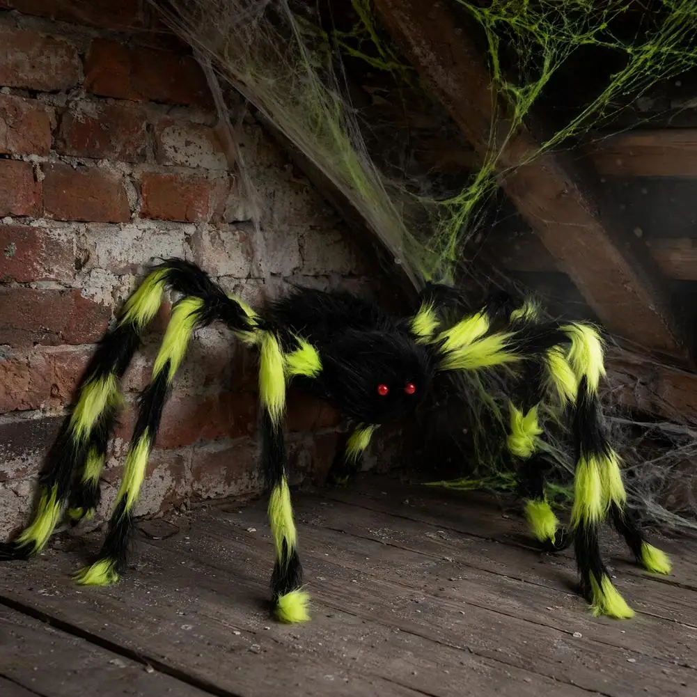 Eco-friendly Plush Spider Fake Spider Plush Furry Spider Halloween Decoration Soft Hairy Prop for Outdoor Yard Haunted House