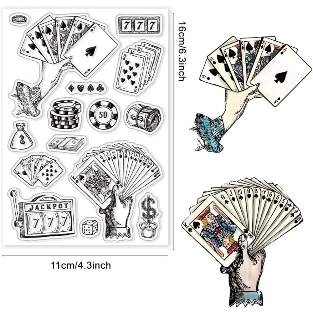 Poker Clear Rubber Stamps for Card Making Silicone Clear Stamps Vintage Victoria Transparent Stamps Scrapbooking Paper Photo