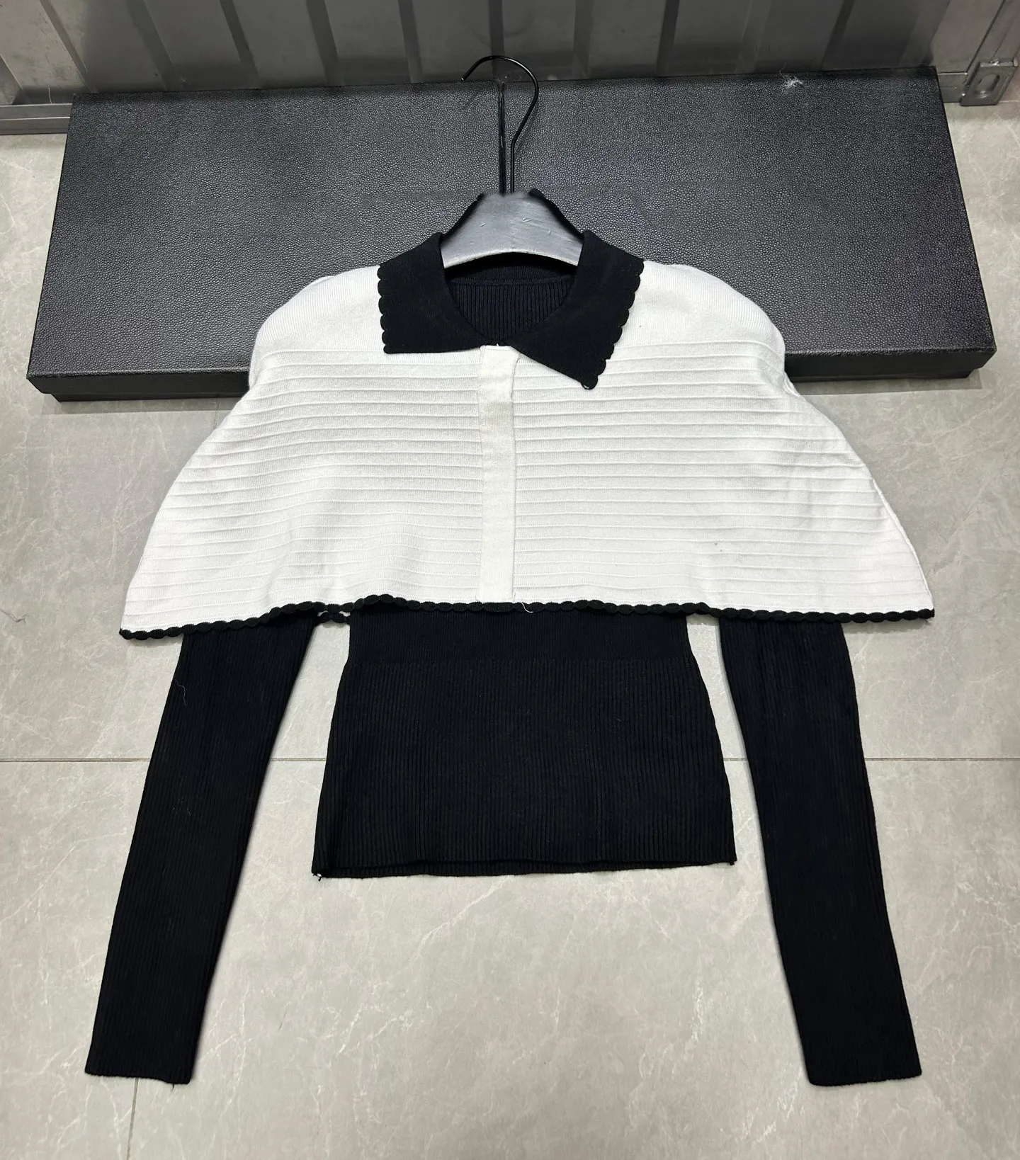 

Женский винтажный вязаный пуловер, свитер контрастного цвета, женская шаль с длинным рукавом, облегающий крой, искусственная уличная одежда из двух предметов C206