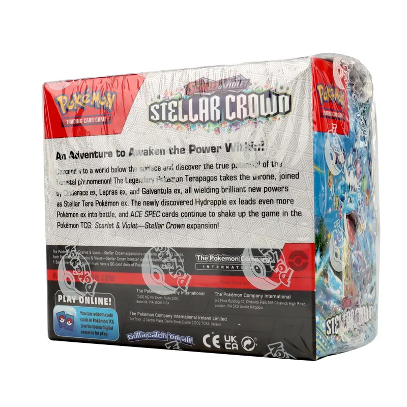 Versão em Inglês Pokémon TCG: Escarlate e Violeta, Coroa Estelar, Booster Box, Cartão Comercial Pokémon, Pacote 36, 40 Unidades, 360 Unidades