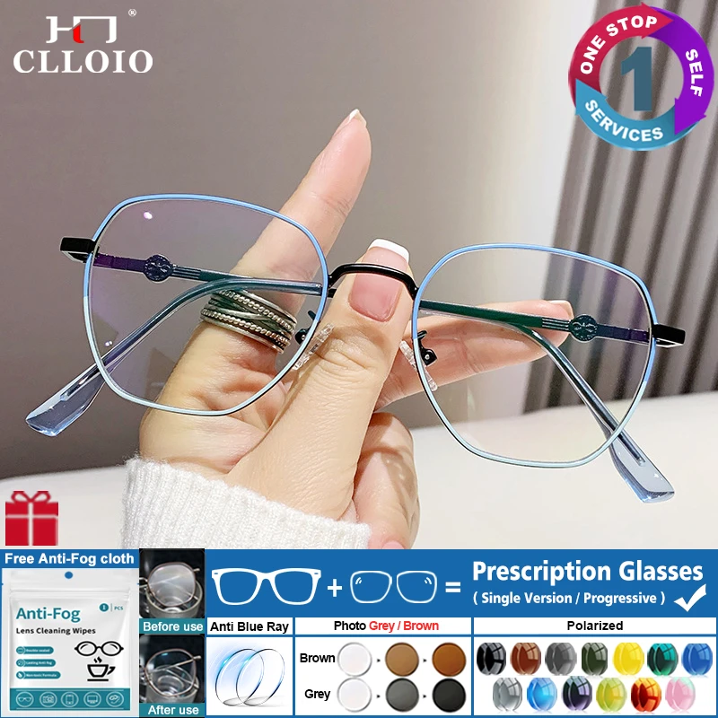 

CLLOIO Fashion Square Frame Progressive Prescription Glasses Women Photochromic Myopia Glasses Anti Blue Ray Reading Eyeglasses
