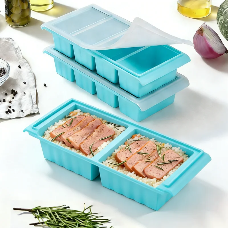 

New 2/4 Grid Super Large Silicone Freeze Mold Food Accessory Reusable Storage Box Kitchen Food Preparation Tool Freeze Tray