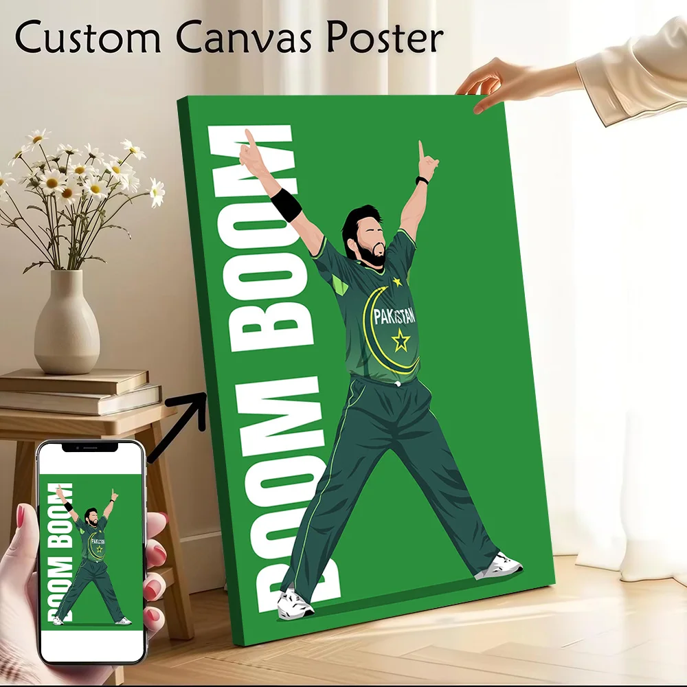 Shahid Afridi Canvas Poster Wall Art Customizable High Quality Printed Picture for Home Decor Room Decorating Interior Painting