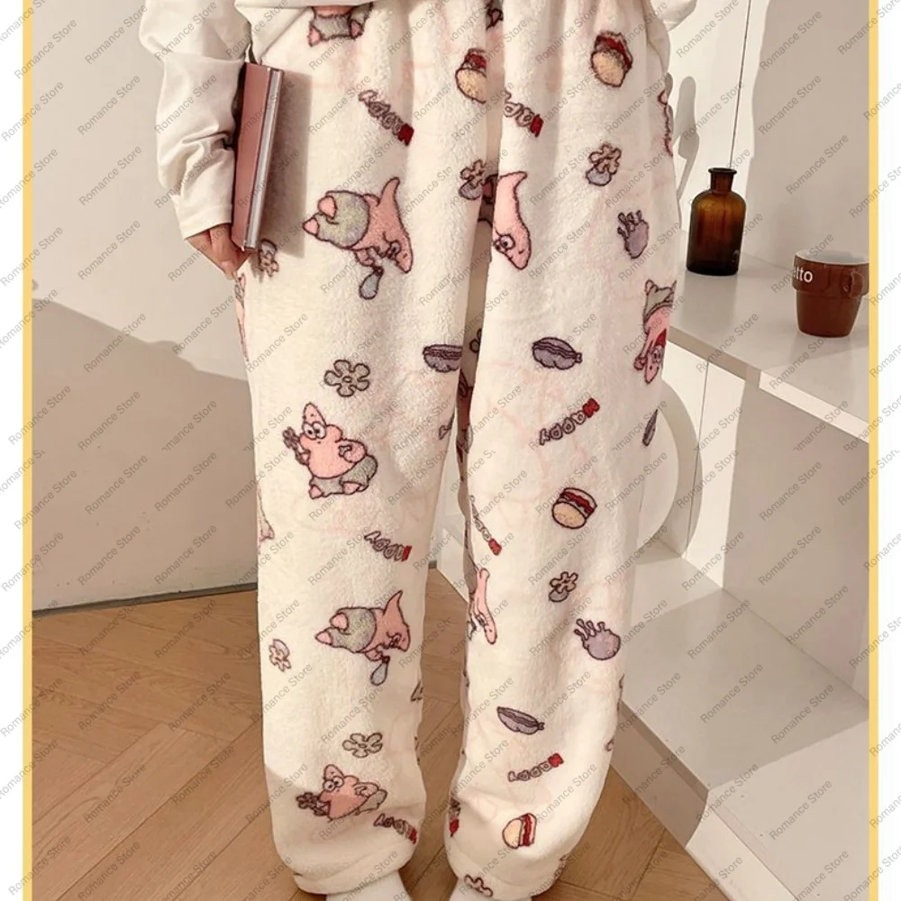 

Spongebob Home брюки фланелевые женские брюки на осень-зиму повседневные можно носить на улице как прогулочные брюки или домашние брюки