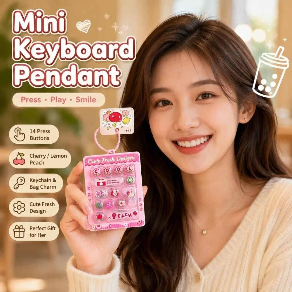 14Key Decompression Button Cute Design Creative Style Mini Keyboard Pendant Small Gift Bag Hanging Ornament Keyboard Keychain