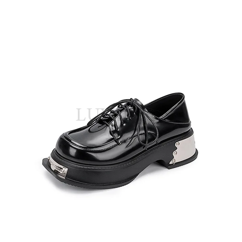 Women Platform Black Shoes Fashion Female Loafers for Woman Pu Leather Casual Moccasin Soft Comfortable Black New
