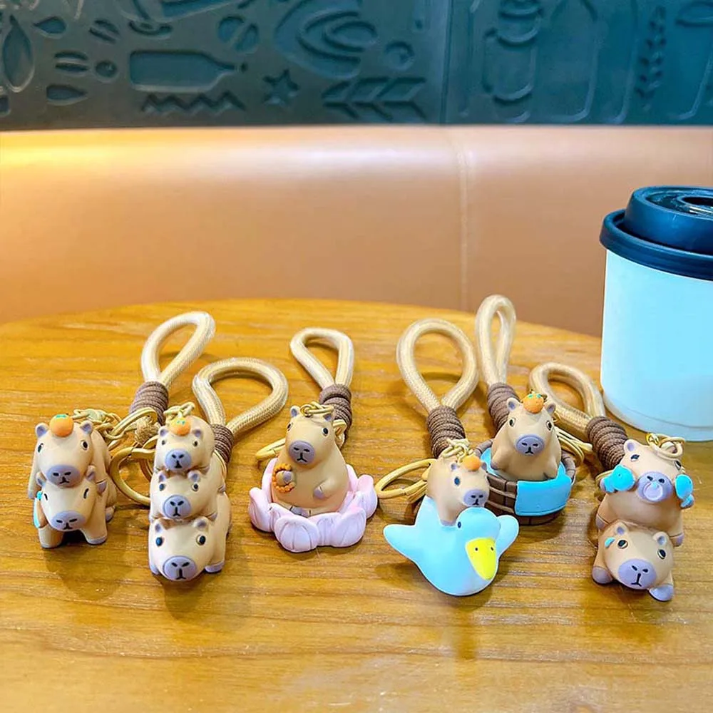 Backpack Decor Capybara PVC Keychain Keys Accessories Simulation Animal Capibara Bag Hanging Portable Anime Dolls