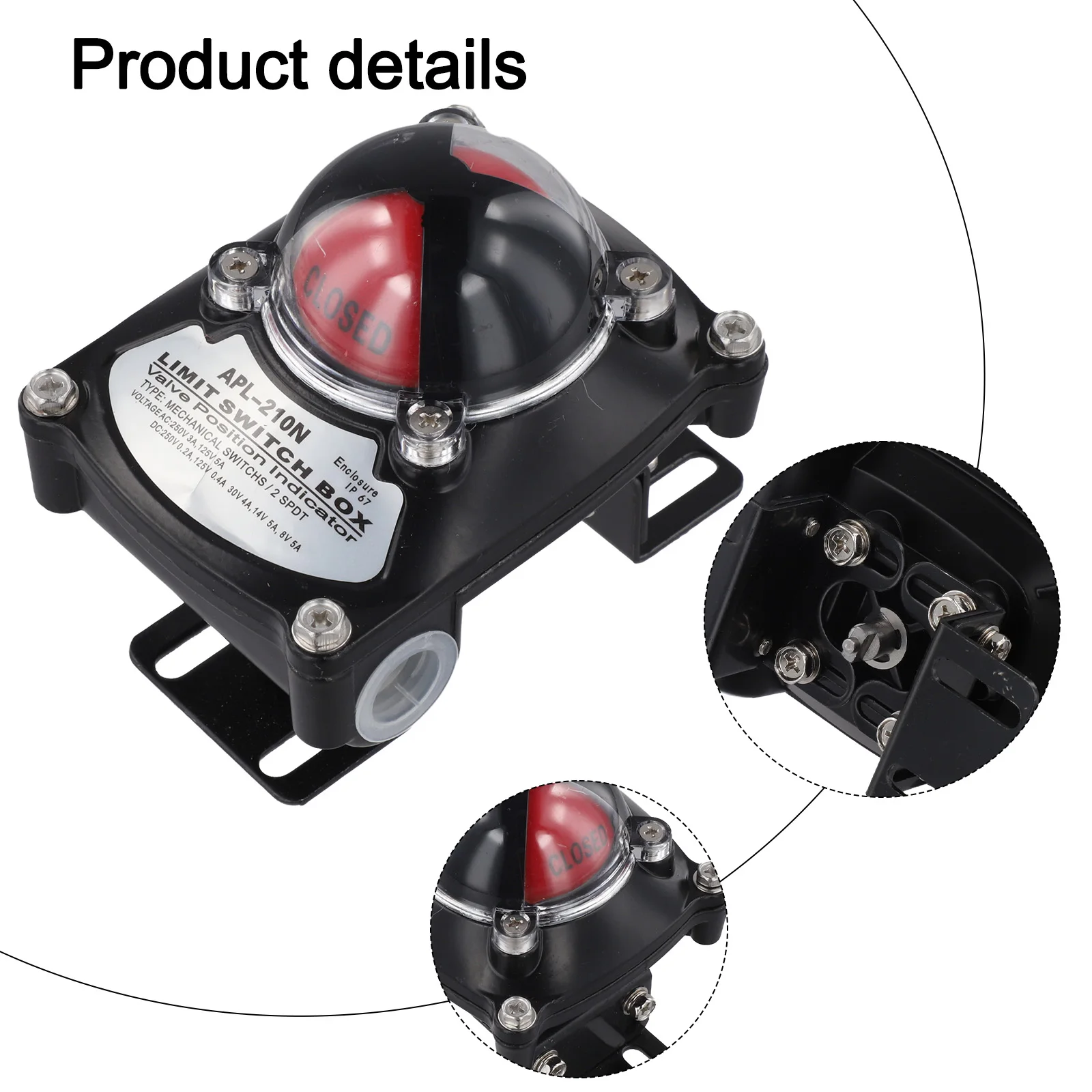 

Черный индикатор положения клапана Концевой выключатель алюминиевого корпуса Механический переключатель Водонепроницаемый концевой выключатель Многоточечная клемма