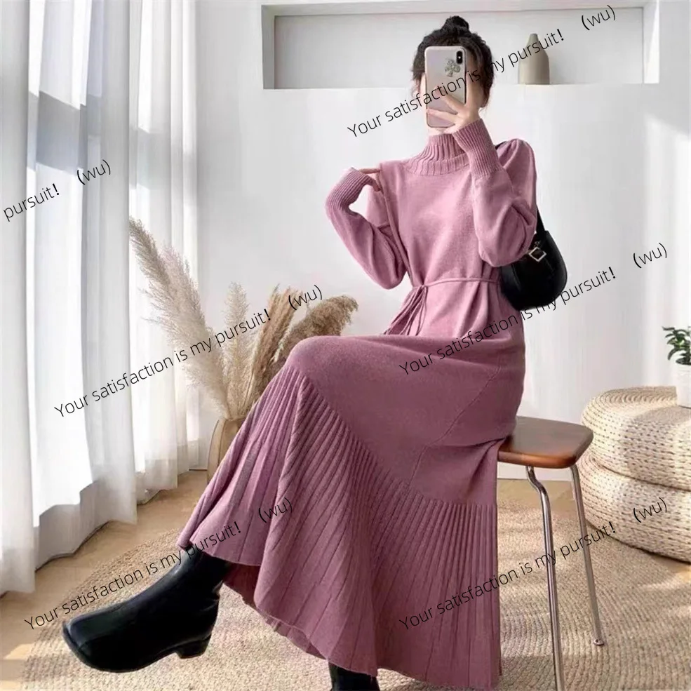 

Полуводолазка, вязаный свитер, юбка, женская осенне-зимняя новая длинная свободная юбка выше колена