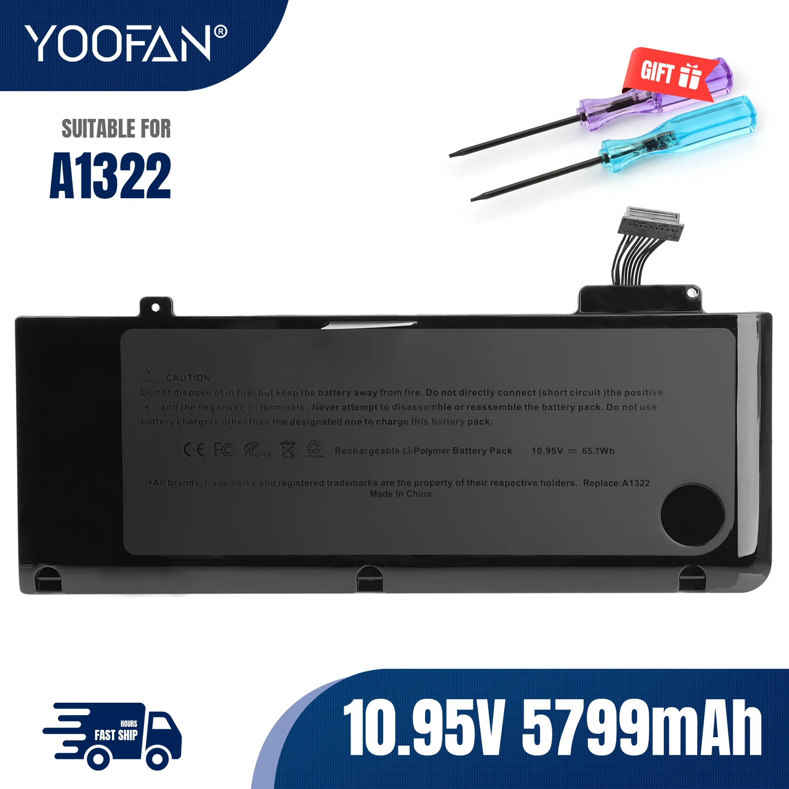 

YOOFAN A1322 A1278 Battery For Apple MacBook Pro 13" 2009 2010 2011 2012 MB991LL/A MB990LL/A MB990J/A MC700 MC374 MD101 MD314