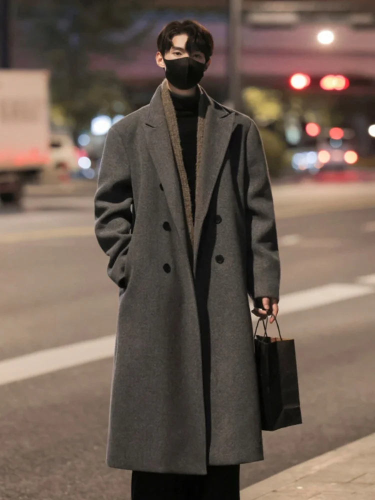 

Мужское шерстяное пальто средней длины Briti Sle Thiened Winter: модный корейский стиль, молодежный, энергичный образ