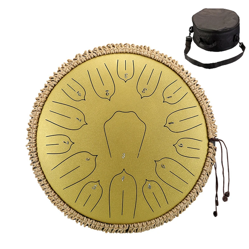 Hluru Muziekdrum 13 Inch 15 Noten Glucophone Steel Tongtrommel 15 Noten D Toon Etherische Drum Percussie Muziekinstrumenten