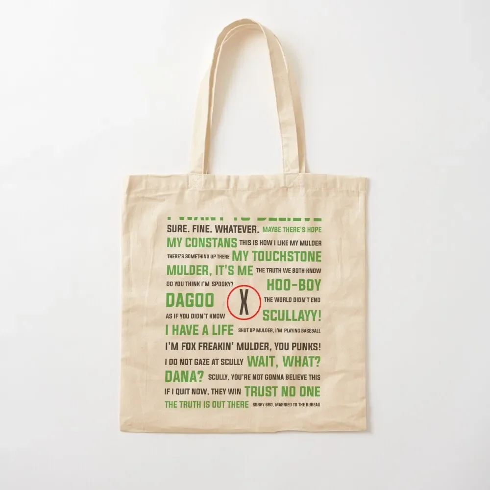 The X-Files Quotes - UNIQUE! Tote Bag tote men shopping bags foldable bags cloth bags custom canvas