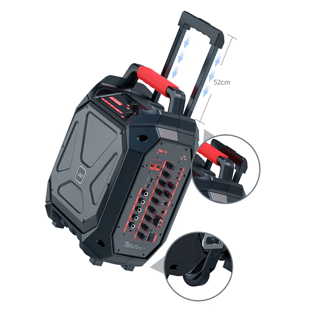 120W Portable for Bluetooth Karaoke Speaker Dual Wireless Microphone Hi-Fi Home Theater Sound for Computer Portable Trolley