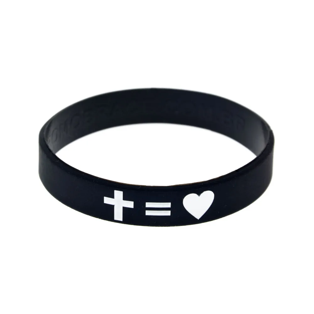 50 Stück Kreuz, Gerechtigkeit und Liebe zu Jesus Silikon-Gummi-Armband, Glaube, Hoffnung, christliches Armband, Schwarz – Detail 1