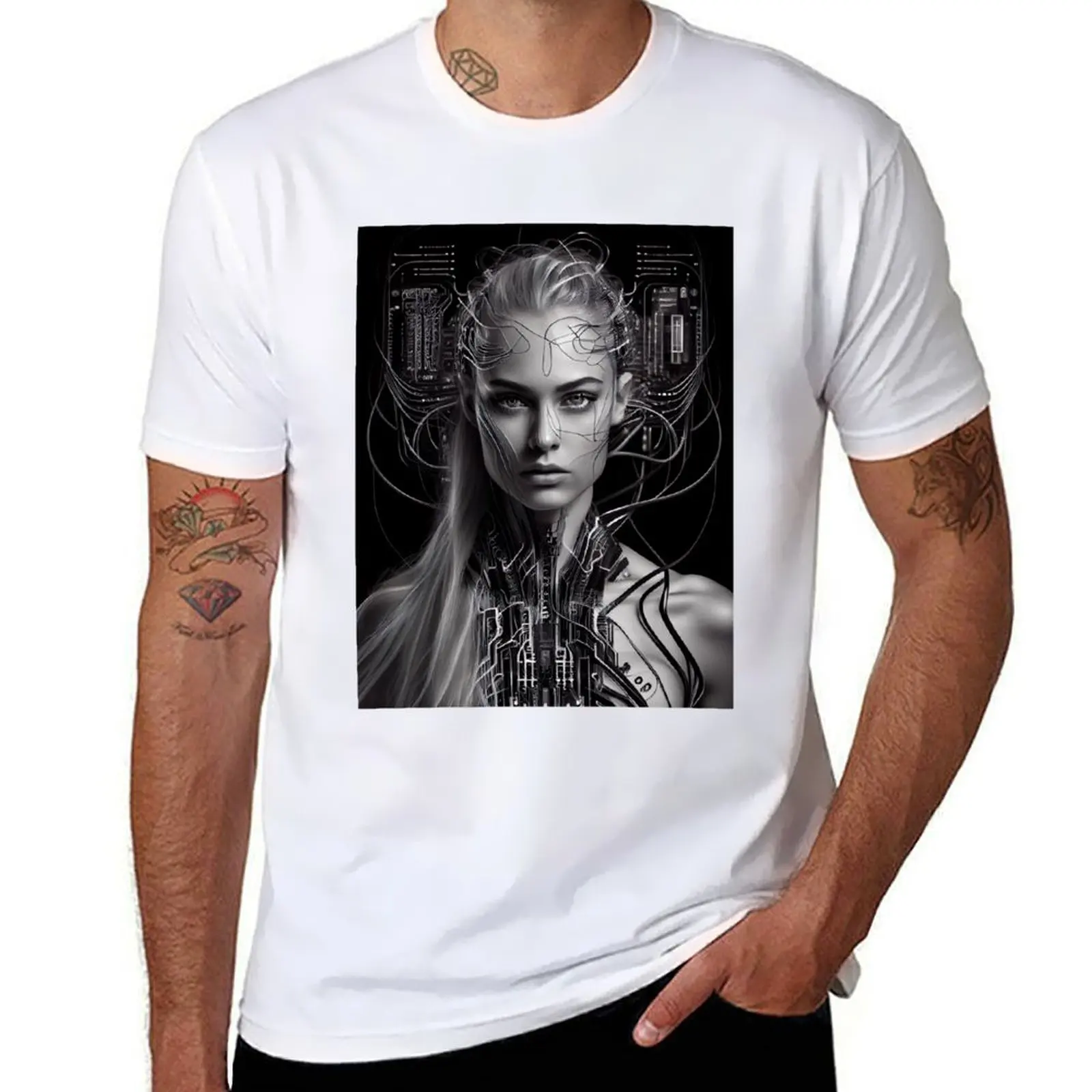 

AI Art Cyborg Woman #02 T-Shirt t shirt man plain cotton t shirt pack T-Shirt
