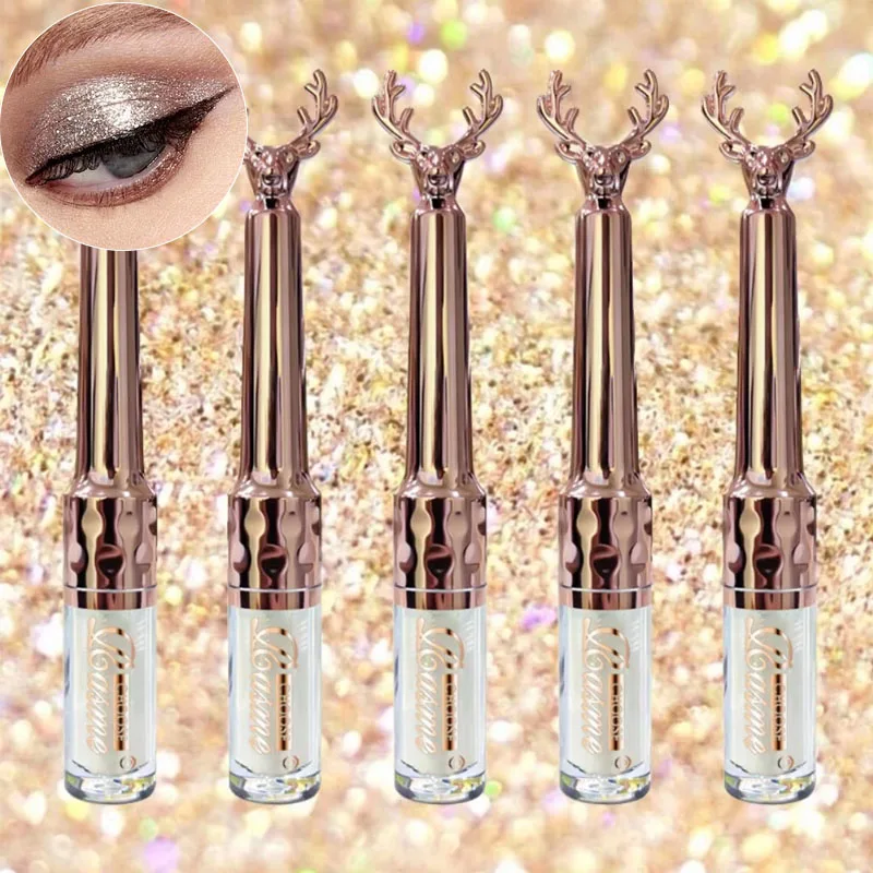 5 個の光沢のあるアイシャドウ耐久性のあるマルチカラーゴールドグリッタースパンコール完全なステージパーティーメイクアップクリスマスギフト