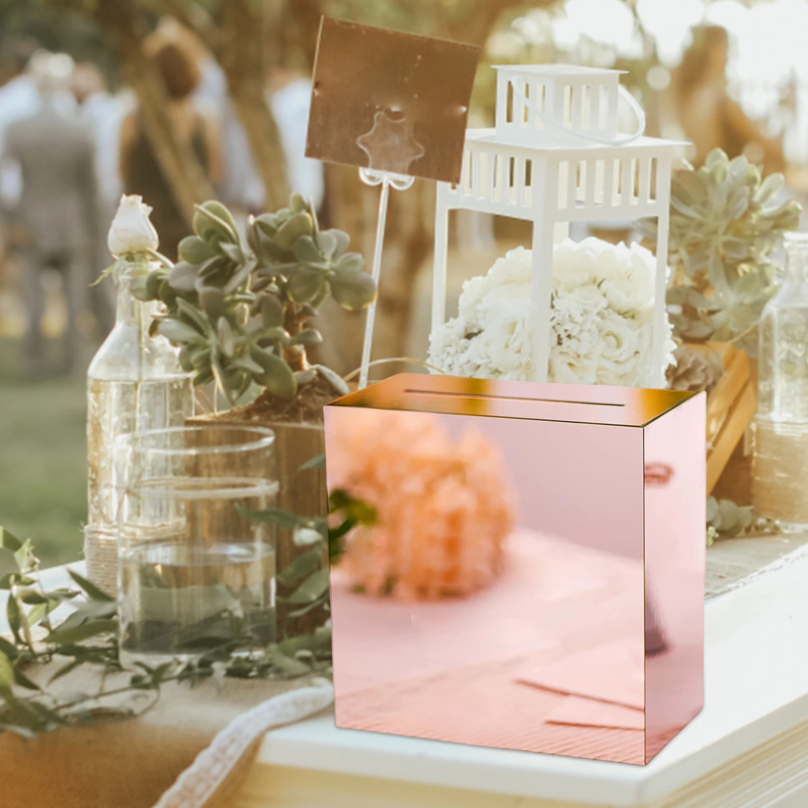 Acrylic Wedding Cards Case Golden Wedding Envelope Box Wedding Party Blessing Letter Collection Gift Box For Birthday Wedding