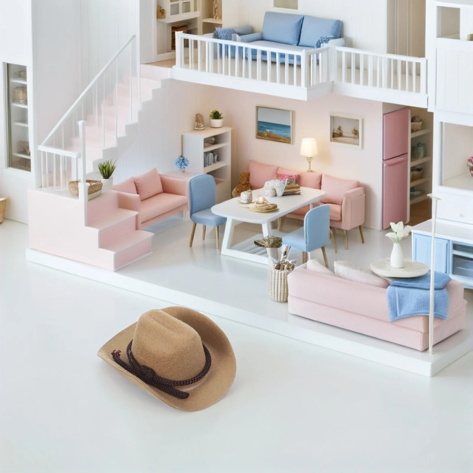 4Pcs Mini Cowboy Hats 8Cm Mini Western Style Accessories Tiny Caps for Party Decoration Miniature Cowgirl Hats for Crafts