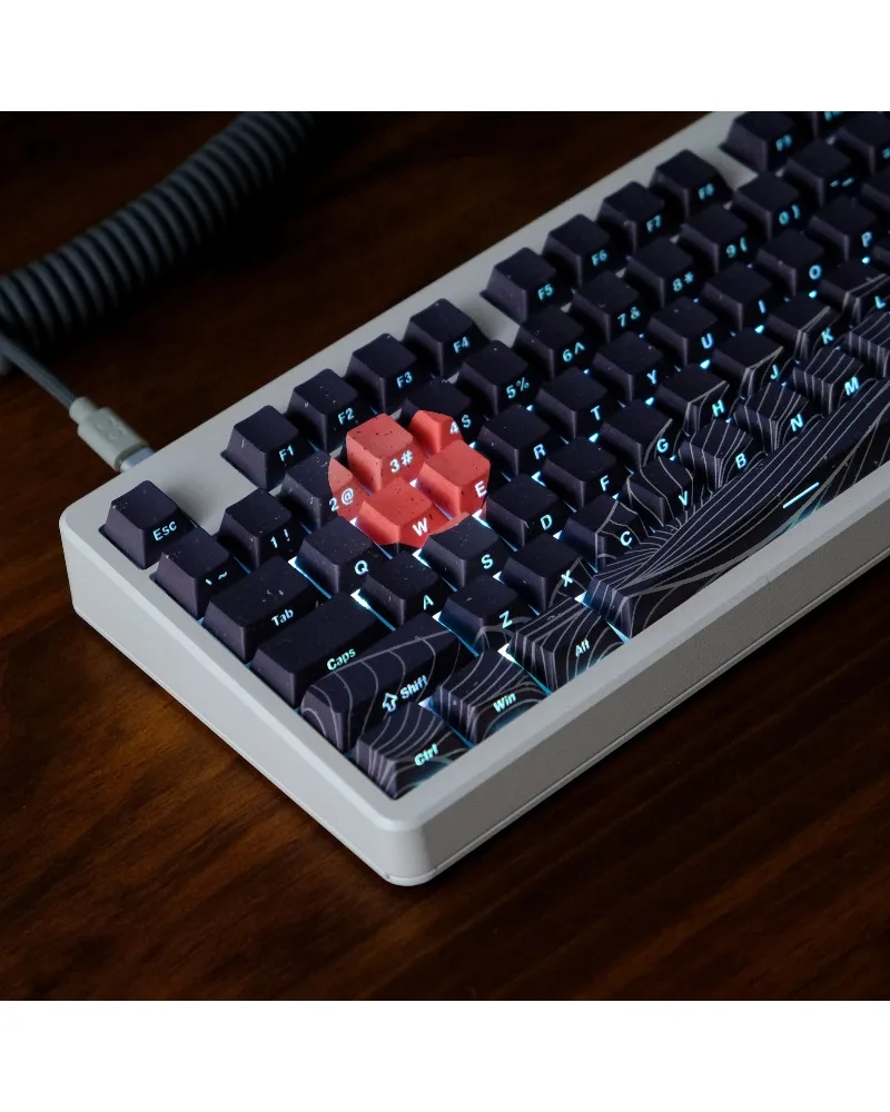 Original side engraved red sun two-color injection molding hot sublimation side engraved light-transmitting keycap PBT material