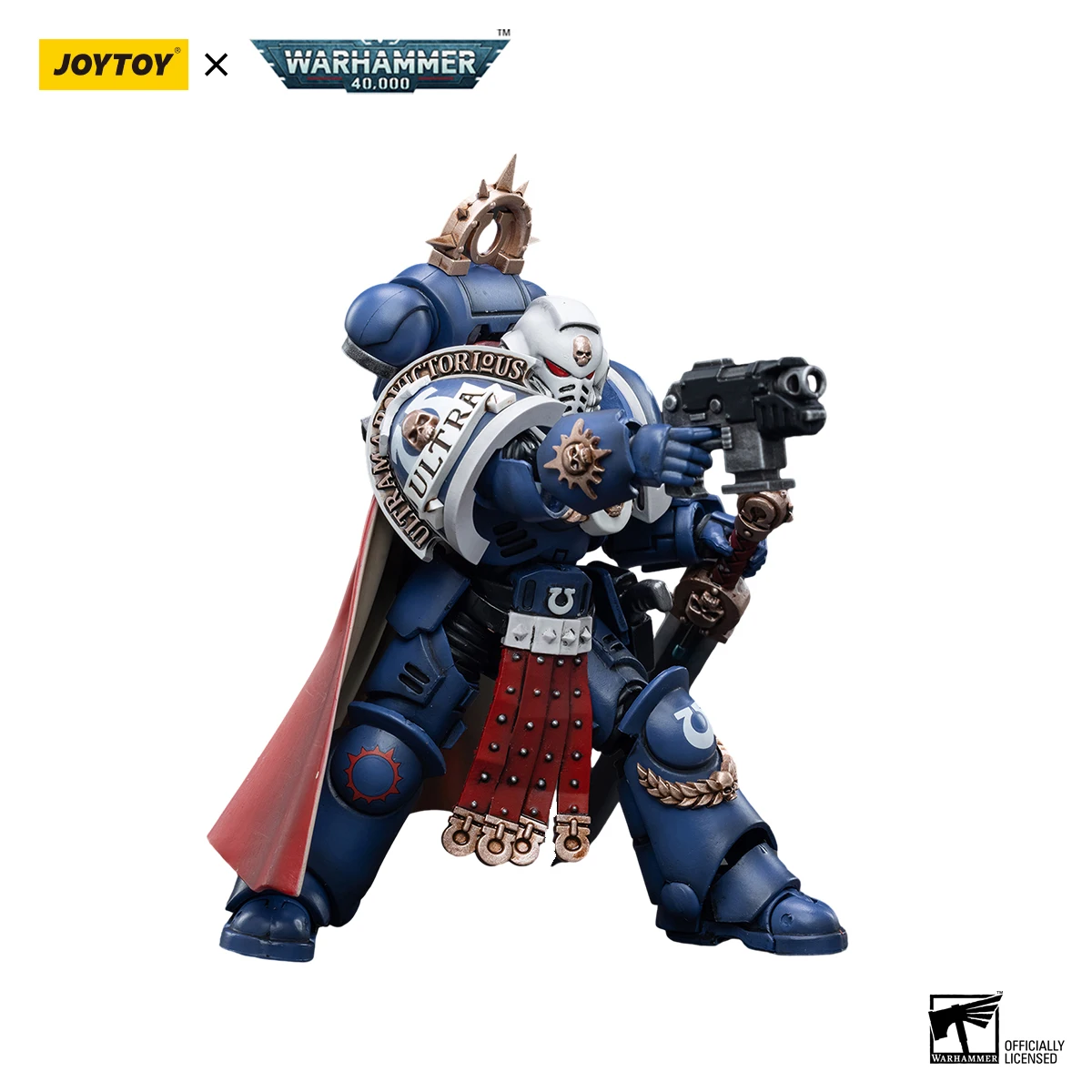 JOYTOY Warhammer 40K 1/18 แอ็คชั่นฟิกเกอร์อัลตร้ามารีน ไพรมาส แคปเทนอะนิเมะทหารรุ่นสะสมตกแต่งเดสก์ท็อปเครื่องประดับ