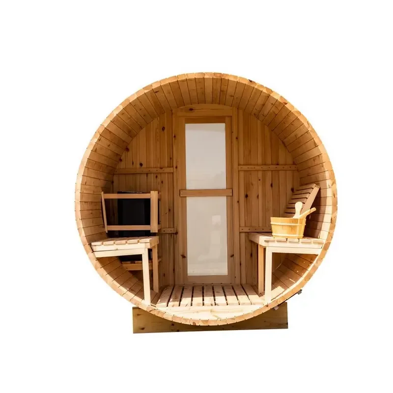 Mixed Outdoor Sauna Lowest Price House Prefabricated Cedar Barrel Sauna Family 4 Optional