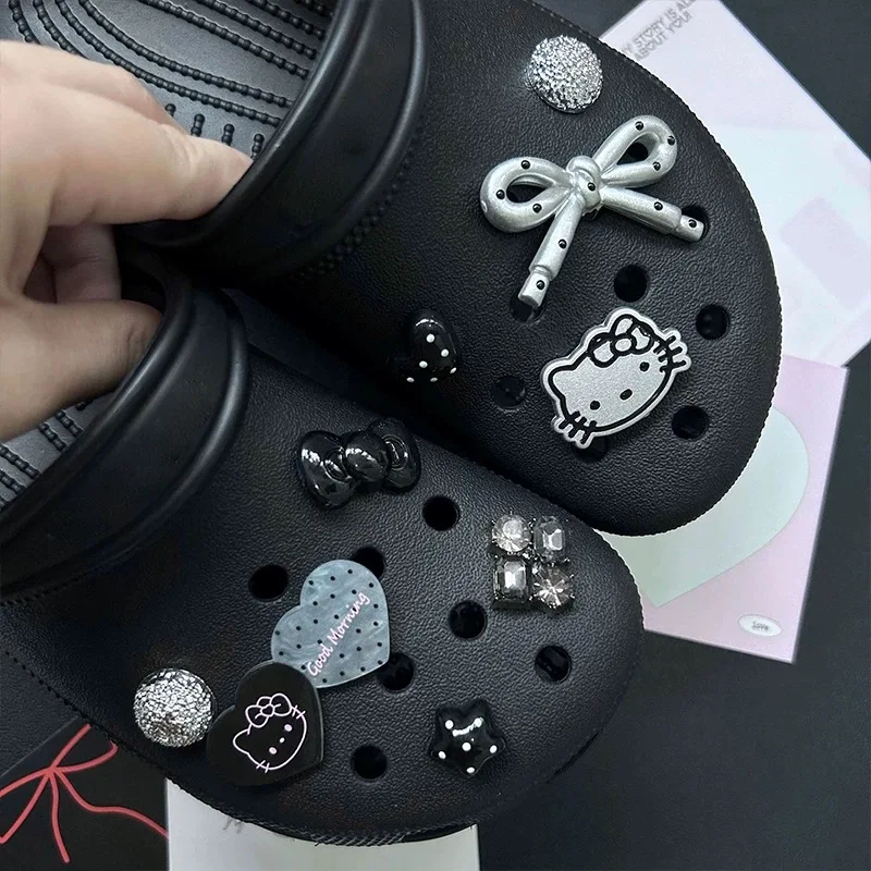 Slipper Accessories DIY Detachable Silver Hello Kitty Bow Decoration Shoes Charm Buckle Holiday Gift Creativity