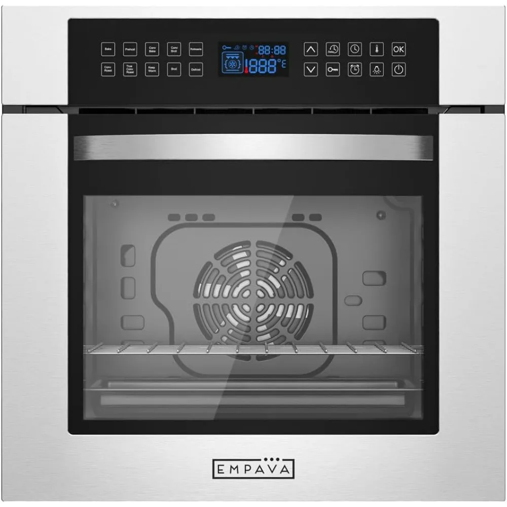 

24" Electric Convection Single Wall Oven 10 Cooking Functions Deluxe 360° ROTISSERIE with Sensitive Touch Control in Stainless