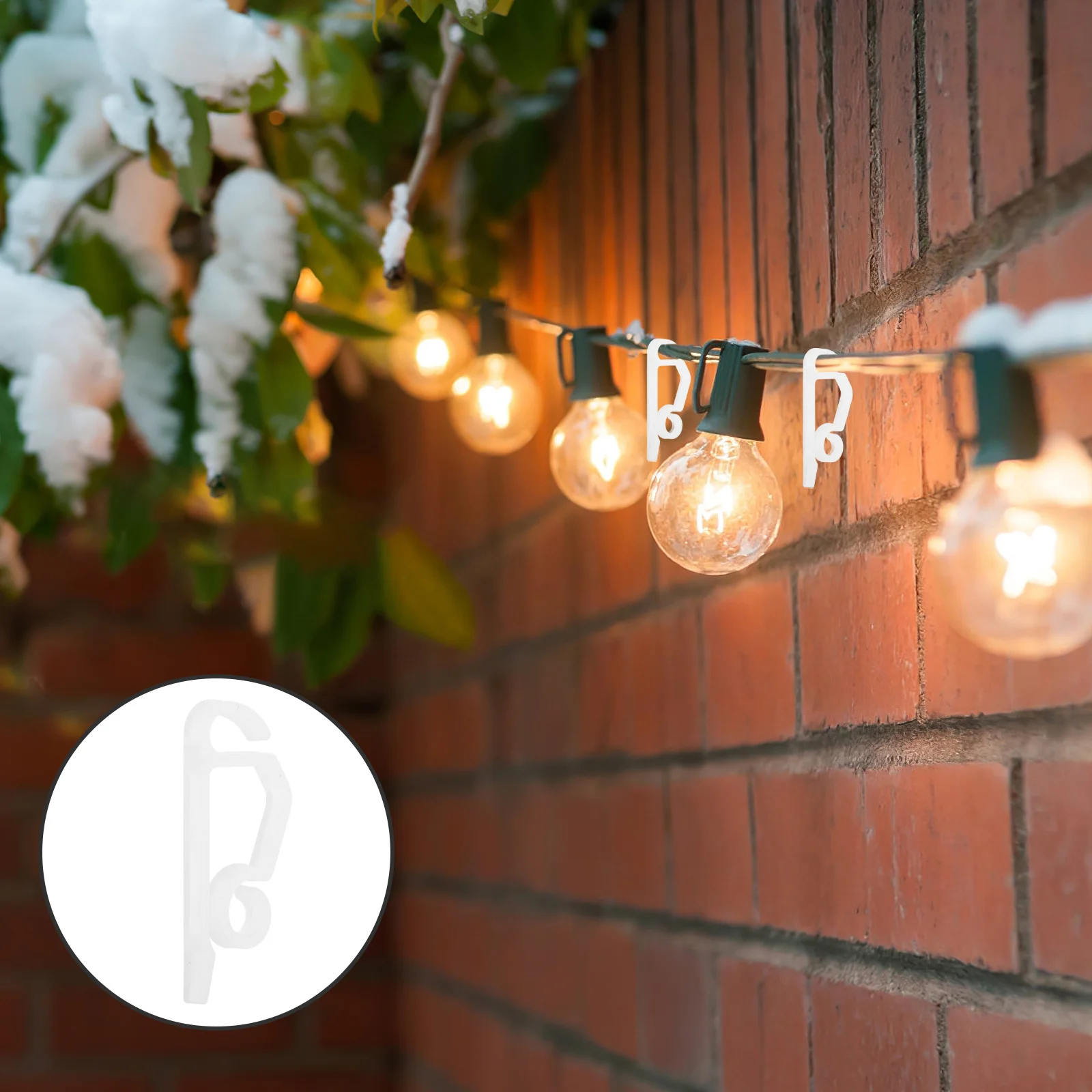 

50Pcs Christmas String Light Clips White Plastic Heavy Duty Outdoor Gutter Hooks for Hanging Lights Patio Roof Deck Decorations