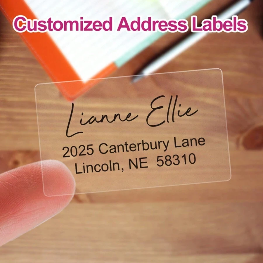 5*3CM Custom Transparent Waterproof Address Labels,Personalized Self-Adhesive Mailing Stickers For Invitation,Card,Business Mail