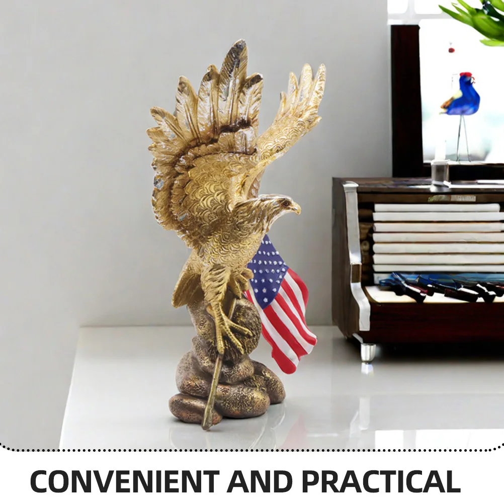 

American Flag Resin Eagle Decoration Statue Office Tabletop Ornamental Garden Craft Symbol of Freedom