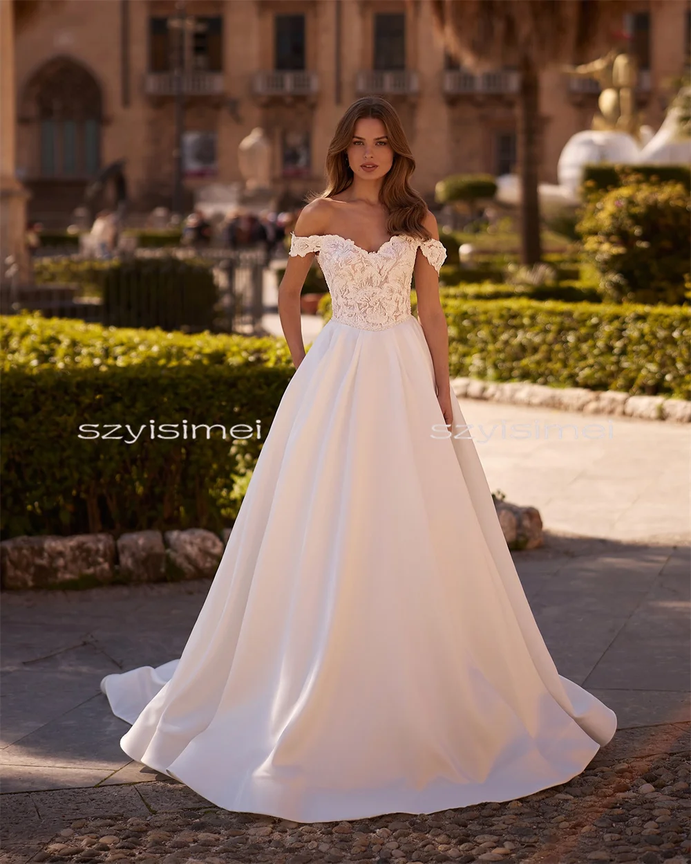Affascinanti abiti da sposa in pizzo con scollo a cuore Abiti da sposa linea Sweep Train Abito da sposa su misura 2026 Rode De Morrie