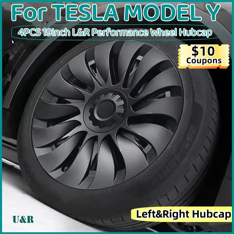 

4PCS 19Inch Hub Cap for Tesla Model Y 2023 Wheel HubcapPerformance Replacement Right & Left Hubcap Full Rim Cover Accessories