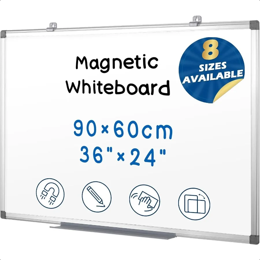 

Magnetic Whiteboard 36x24 Inches Hanging Dry Erase Board Large White Board for Wall Planning Displaying for Home Office and Sch