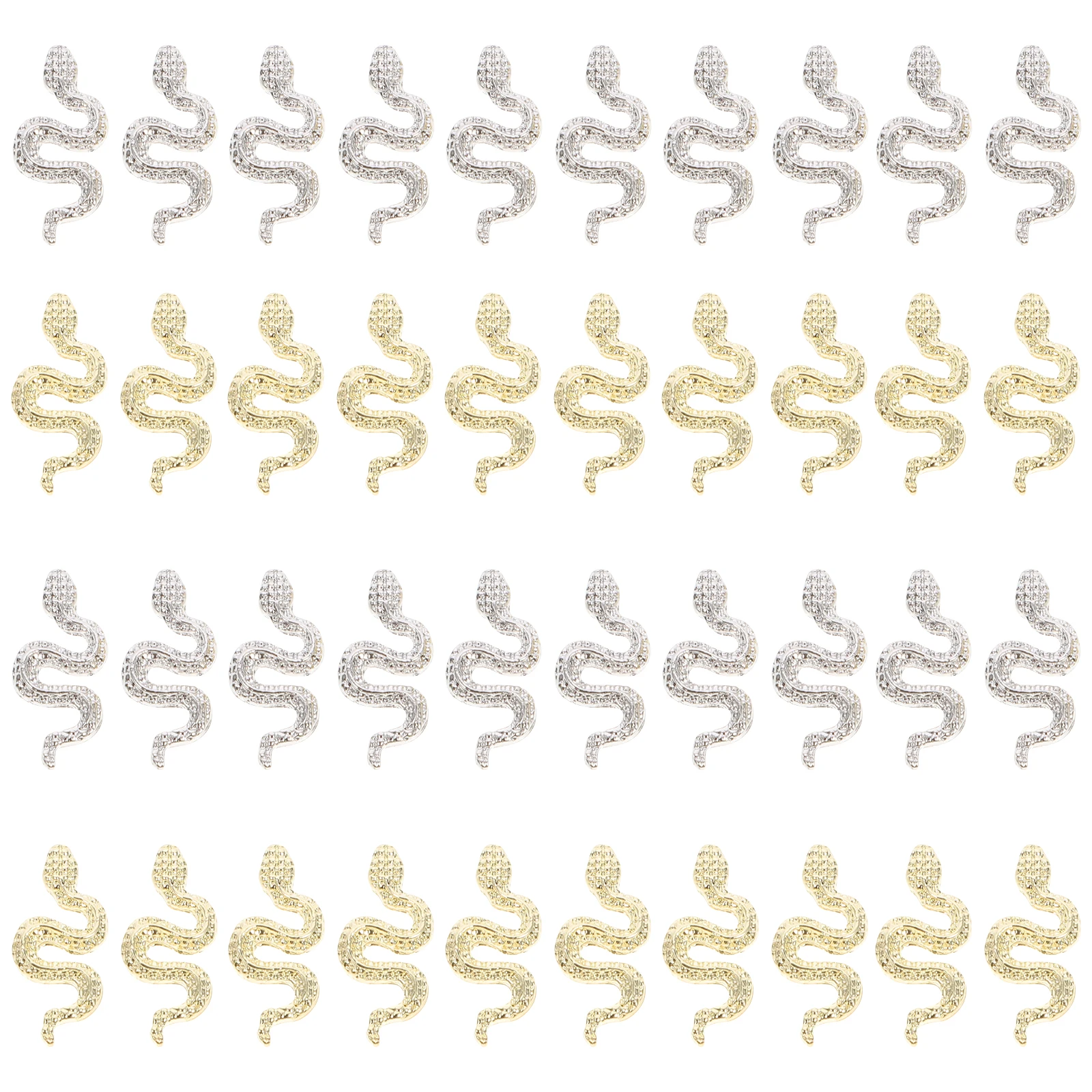 

40 Pcs Small Snake-shaped Nail Art Jewelry Charms Decor Rhinestone Nails for Acrylic Zinc Alloy